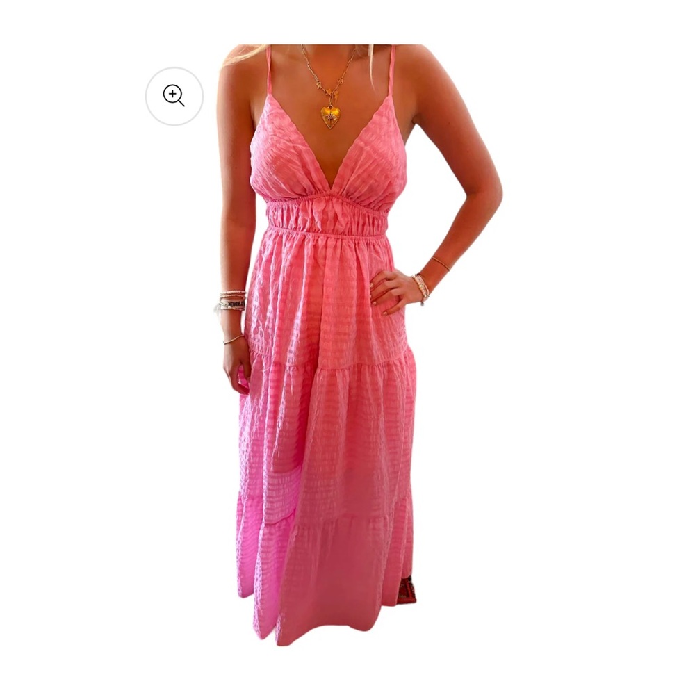 Orange and Pink Sleeveless Maxi Sundress